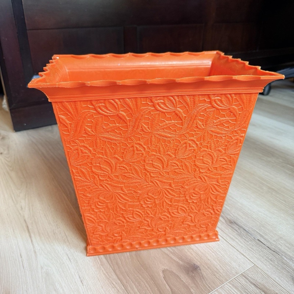 Max Klein Vintage MCM Orange Wastebasket Plastic Trash Can